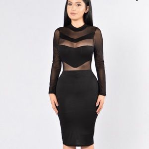 Women’s Black Sheer Panel Dress - Size L